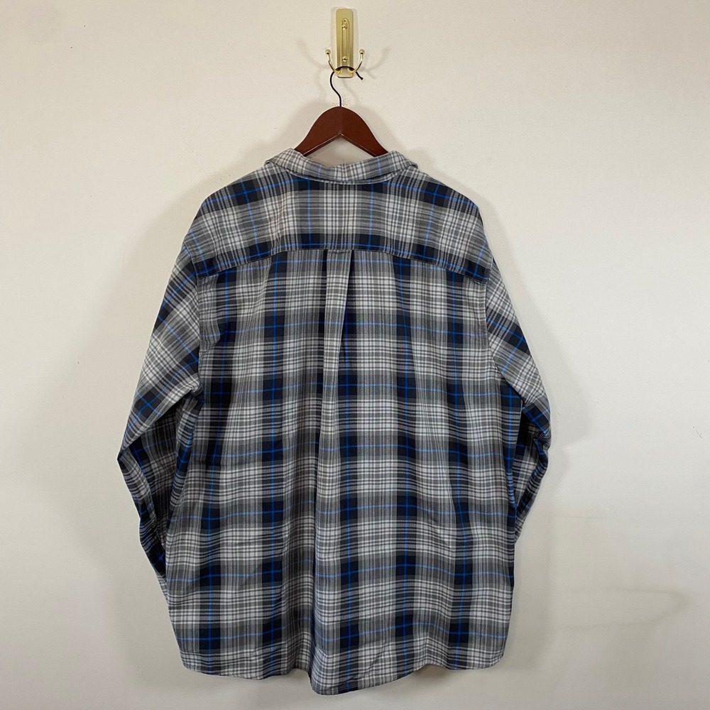 Eddie Bauer Mens 2XL Plaid Long Sleeve Button‎ Down Shirt Gray Blue Gorpcore - Picture 4 of 5